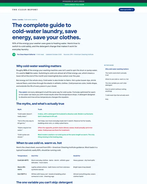 Clean Report — Guide · cold-water wash