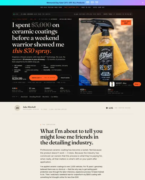 Ethos Car Care — Switch story · ceramic