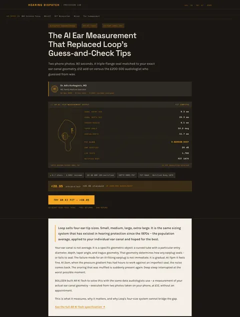 Hearing Dispatch — Editorial · precision fit