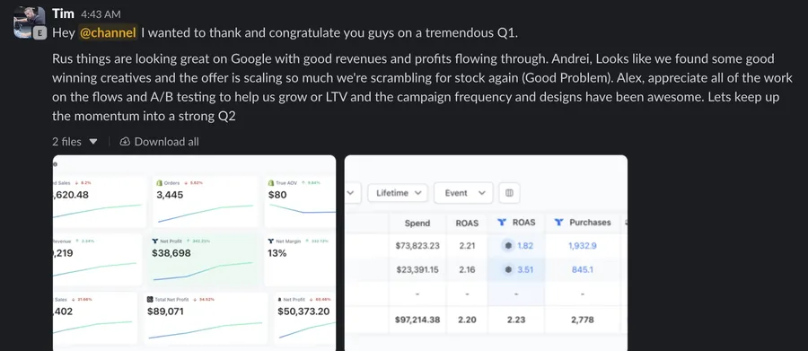 Tim (Ethos): a tremendous Q1, scaling so much we're scrambling for stock